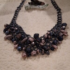 Bronze Tone Teardrop Beaded Cluster Necklace Premier Designs